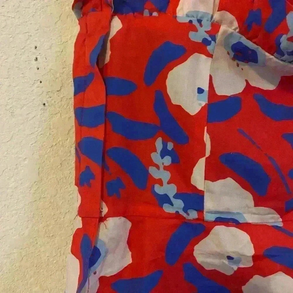 Anthropologie Hutch Strapless Ruffle Trim Floral Red Strapless BohoTop Size 14 - Picture 11 of 12